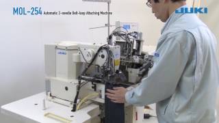 JUKI MOL254 Automatic 2needle Beltloop Attaching Machine for jeans [upl. by Brandi]