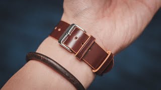 Making a SPECIAL Shell Cordovan Leather Nato Strap  Leathercraft ASMR [upl. by Amalee]