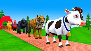 Paint amp Animals CowTigerdinosaurLionElephant Fountain Crossing Transformation Animal Cartoon [upl. by Nnylesor630]