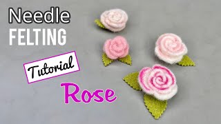 Needle Felting Rose  Tutorial Flower  Filzanleitung Blume [upl. by Akeemat]