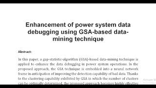 Enhancement of power system data debugging using GSA based data mining technique [upl. by Melak]