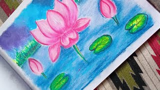 easy Lotus drawing oil pastel colour 🙏🪷youtube art drawing ytviral viralvideos artist lotus [upl. by Purdy141]