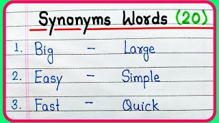 Synonyms words  20 Synonyms words in English  Common Synonyms words  What is Synonyms [upl. by Morly]