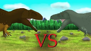 Tarbosaurus vs Mapusaurus  Dinosaur Fight Animation 2D  Pivot Animator [upl. by Acinhoj]