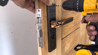 Door Handle Lock Fitting  how to install a door lock [upl. by Klute]