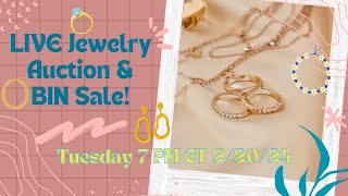 LIVE Jewelry Auction amp BIN Sale 7 PM CT 22024 [upl. by Annerb]