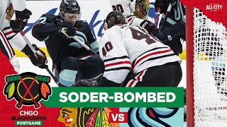 Arvid Soderblom Pulled Early Chicago Blackhawks BLOWN OUT vs Kraken  CHGO Blackhawks Postgame [upl. by Idahs]