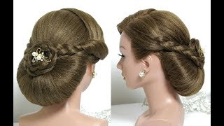 Bridal hairstyle for long hair tutorial Wedding updo with braids [upl. by Ihcas]