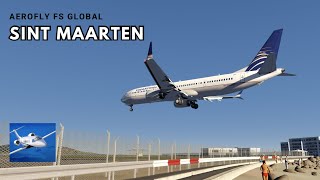 Landing in SINT MAARTEN 737 MAX 9 AEROFLY FS GLOBAL [upl. by Ahsiram]