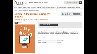 Application INRS aide au bilan aéraulique [upl. by Streeter]