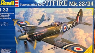 Revell Spitfire Mk22 24 132 scale review [upl. by Jehoash]