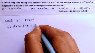 Elasticity  Physics  Class 11 Pyq  mechanical properties of solids  A 100 m long wire NeetJee [upl. by Horn]