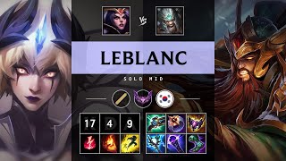 LeBlanc Mid vs Tryndamere Dominating  KR Master Patch 1419 [upl. by Clynes253]