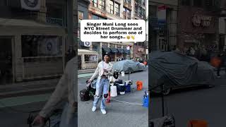 MUNI LONG JOINS A STREET DRUMMER AND SINGS HER SONG ALONG  ONLY IN NEW YORK THIS HAPPENS SHORTS [upl. by Earb]