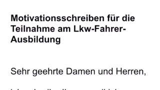 Как написать мотивационное письмо в Джобцентр на учебу водителем Фуры LKWFahrerAusbildung [upl. by Anawyt]