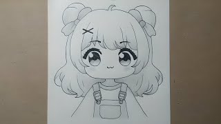 How to draw cute anime girl step by step  How to draw anime characters  Easy drawing tutorial [upl. by Aitan]