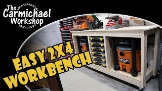 Easy 2x4 Workbench  A Simple Woodworking Shop Project [upl. by Bradly]