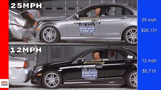 Mercedes CClass Crash Test At 25mph vs 12mph [upl. by Ribak933]