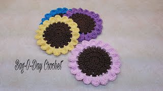 How To Crochet Coasters Easy  Crochet Wildflower Coasters  Bagoday Crochet Tutorial 394 [upl. by Introc453]