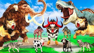 Woolly Mammoth Elephant vs 10 Big Zombie Bulls vs Giant Tiger Attack Cow Elephant Saved by Mastodon [upl. by Paik611]