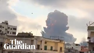 Beirut explosion footage shows massive blast shaking Lebanons capital [upl. by Yrebmik121]