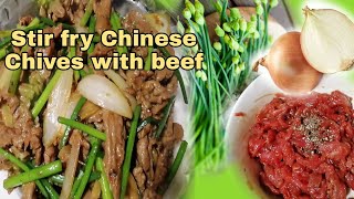 Stir Fry Chinese Chives with Beefeasy Chinese recipeChives with beef [upl. by Otreblaug]