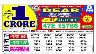 NAGALAND Lottery SAMBAD DEAR EVENING 8PM RESULT TODAY 25112024 STATE DEAR LOTTE [upl. by Atnwahs]