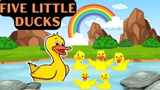 Five little ducks  Nursery rhyme  5 to 1 counting  learn numbers [upl. by Nita54]