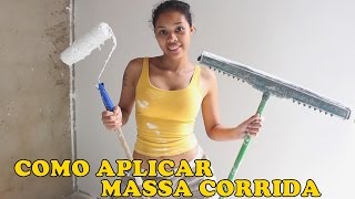 Como passar massa corrida fácil com Rodo e Rolo  How to skim coat a wall fast using paint roller [upl. by Nanji]