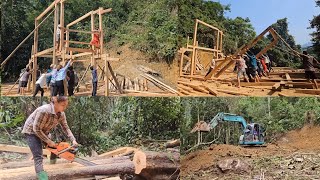 FULL VIDEO complete 180 day building a new wooden house in the forest [upl. by Ariem]