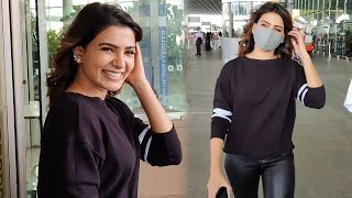 SOUTH Movie Actress Samantha Akkineni Spotted By Media Reporter At Mumbai Airport [upl. by Rosanna]