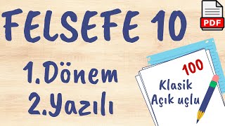 Felsefe 10 Sınıf 1 Dönem 2 Yazılı Soruları PDF 2023 2024 açık uçlu  klasik MEB Senaryoya uygun [upl. by Nnylaf]