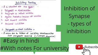 Synaptic inhibition types of Synaptic inhibition [upl. by Nrehtak]