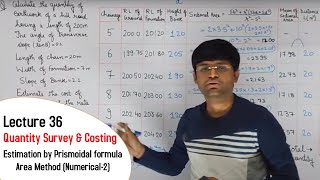 Prismoidal Formula Area Method for estimation of roadwork  Roadwork Qnty Estimation  Lecture 36 [upl. by Nichy]