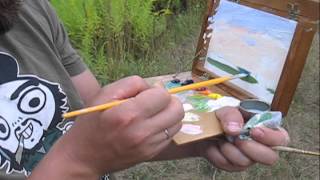 Handheld easel Landscape painting Мини этюдник пейзаж [upl. by Gunther]