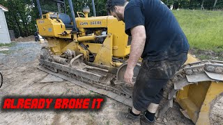 Broke the Dozer on its FIRST JOB Field Fix track frame and tensioner JD 450B [upl. by Eatnahc]