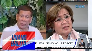 FPRRD sa pagpapawalangsala ng korte kay dating Sen De Lima quotWe have to respect itquot  Unang Balita [upl. by Jepum]