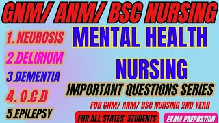 MENTAL HEALTH NURSING IMPORTANT EXAM BASED QUESTIONS AND ANSWER FOR GNM BSC NURSING ANM STUDENTS [upl. by Nert]