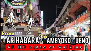 Akihabara station to AmeyokoUeno  4K HD video of walking akihabara ueno ameyoko japantravel [upl. by Uchida897]