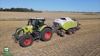 Claas Axion 870 amp Claas 5300 Quadrant Evolution Baler [upl. by Atled]