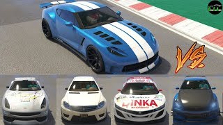 GTA 5  Top Speed Drag Race Ocelot Pariah vs Massacro Jester Elegy V12 Banshee etc [upl. by Ginnifer]