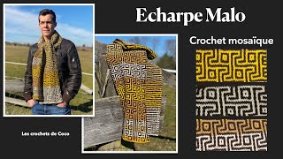 Crochet mosaïque  Echarpe Malo [upl. by Cibis21]