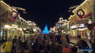 Disney World Mainstreet Night Christmas Walkthrough  Magic Kingdom 2018 [upl. by Euqinehs]