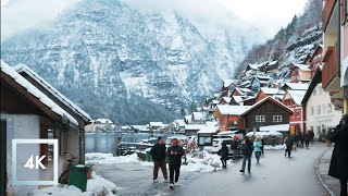 Snowy Scenic Winter Walk in Hallstatt Austria Morning Binaural Winter Sounds ❄️ [upl. by Pitzer375]