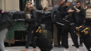 Iowa Womens Basketball team arrives in Cleveland before Final Four game [upl. by Ahsyas52]