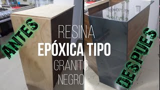 BARRA DE COCINA CON RESINA EPOXICA TIPO GRANITO NEGRO [upl. by Iahk762]