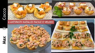 4 Ricette di ANTIPASTI NATALIZI SFIZIOSI  4 Ricette Facili e Veloci IDEALI PER NATALE [upl. by Yelrah]