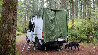 Solo Van Camping in Rainy Woods☔ Peaceful Relaxing [upl. by Haym]