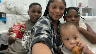 Baby chilling with his big brother and sister Eating Fries and chicken bones jamaica [upl. by Streeter]