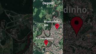 Brumadinho  MG rompimento da barragem visto no Google Earth Antes e depois [upl. by Freberg]